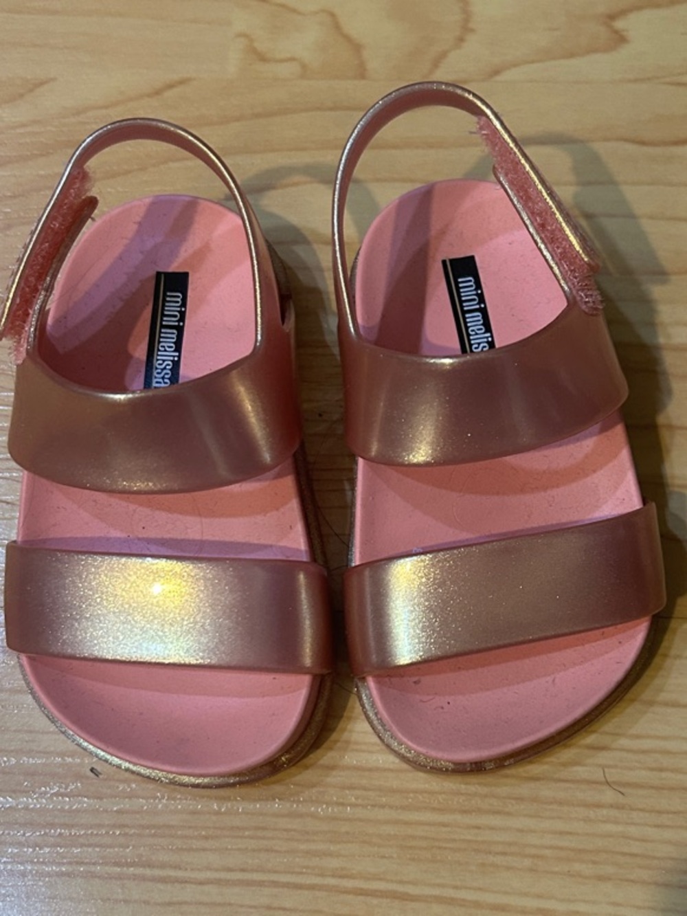 Mini Melissa Pink and Gold Glitter Jelly Sandals